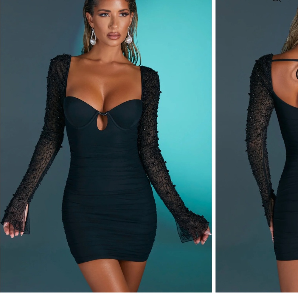 Oh Polly Black Embellished Dress